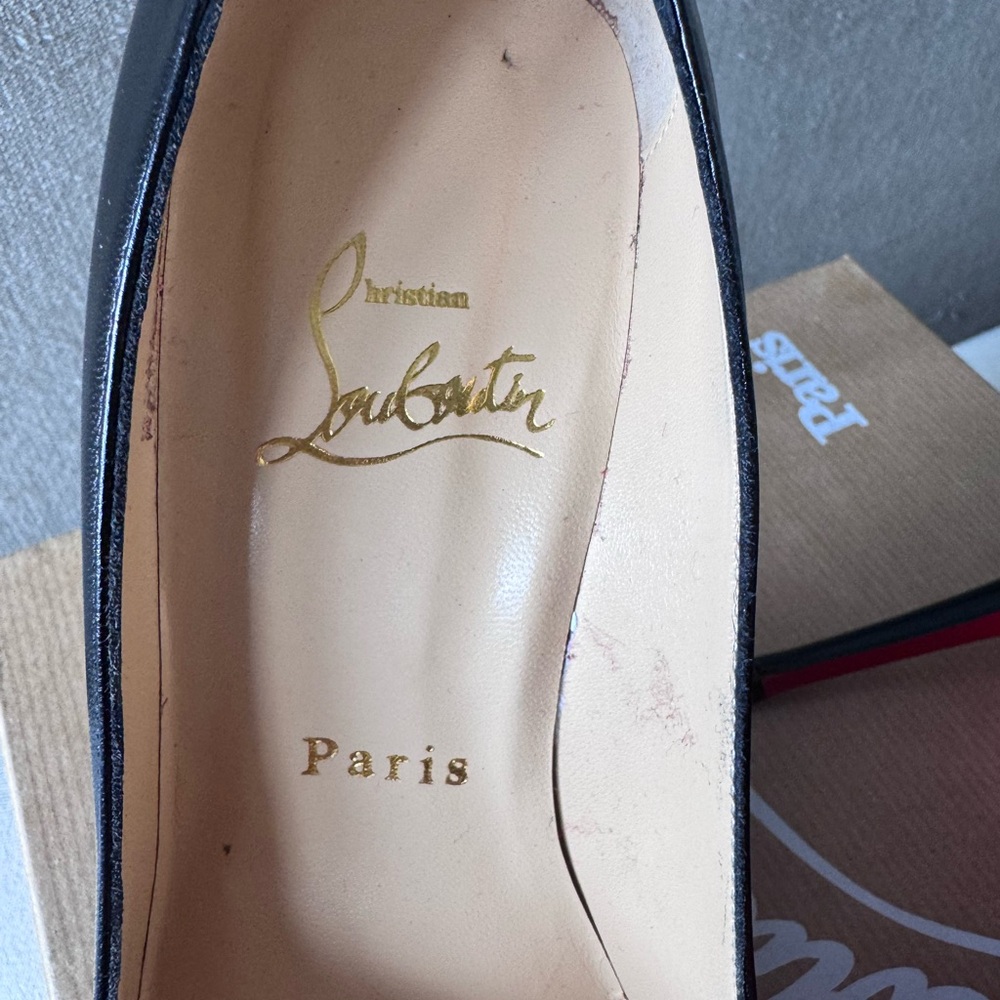 Christian Louboutin Black Patent Leather Pointed Toe Pumps - Picture 4 of 7
